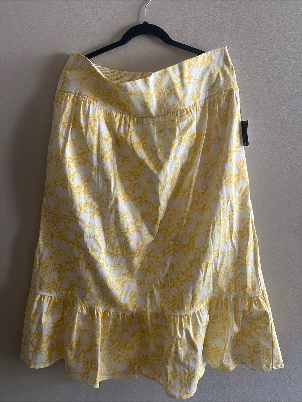 ✨INC International Concepts White & Yellow Floral Ruffle Midi Skirt Size XL NWT
